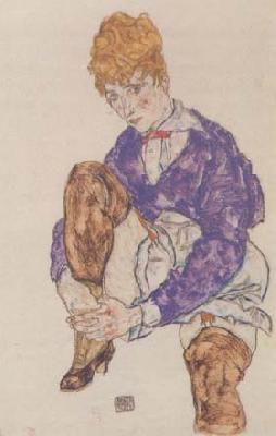 Egon Schiele Portrait of the Artist's Seated,Holding Her Right Leg (mk12)